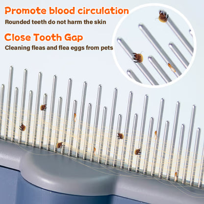 Self-cleaning Pet Flea Comb Grooming Brush