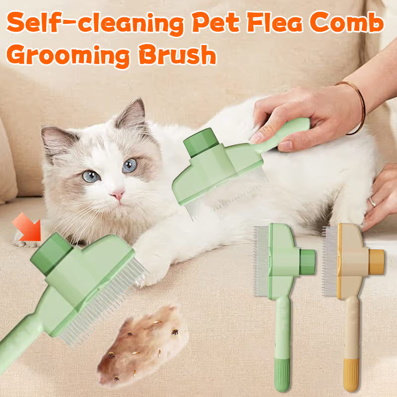 Self-cleaning Pet Flea Comb Grooming Brush